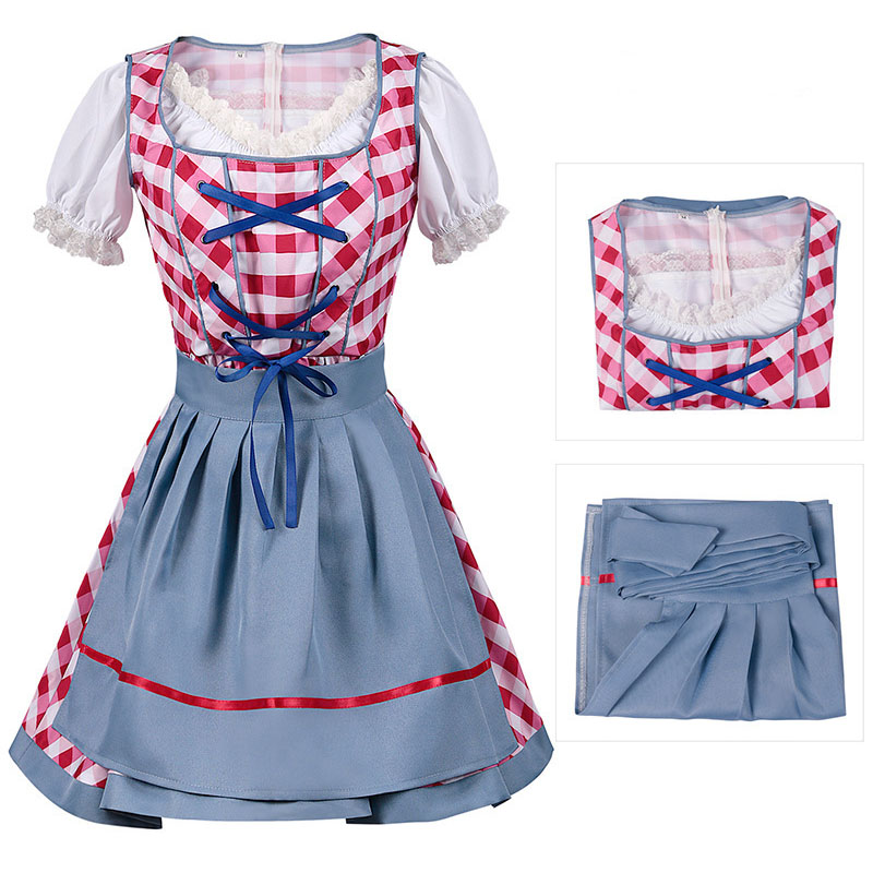 Vestido de mucama Oktoberfest Dirndl para adultos con delantal