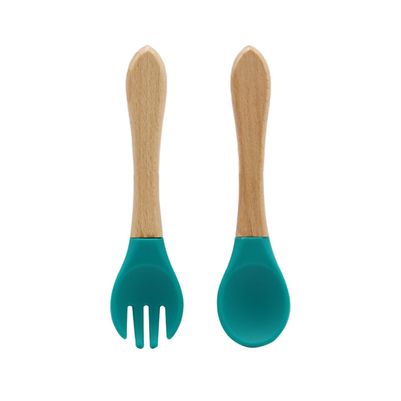 Kit de cuchara y tenedor de silicona para bebé