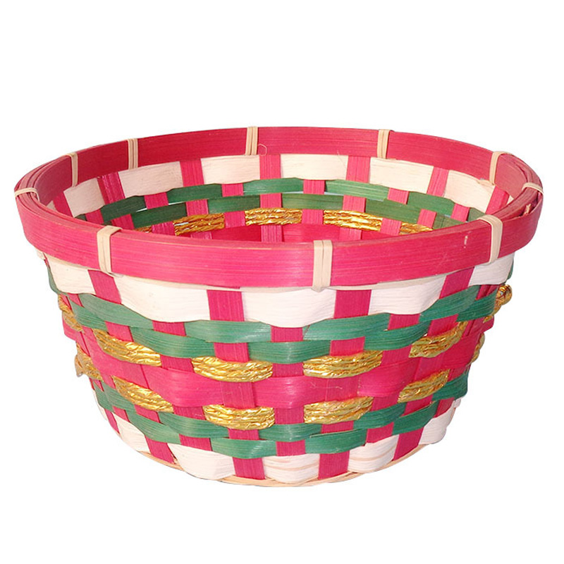 Cesta de Pascua colorida tejida de bambú