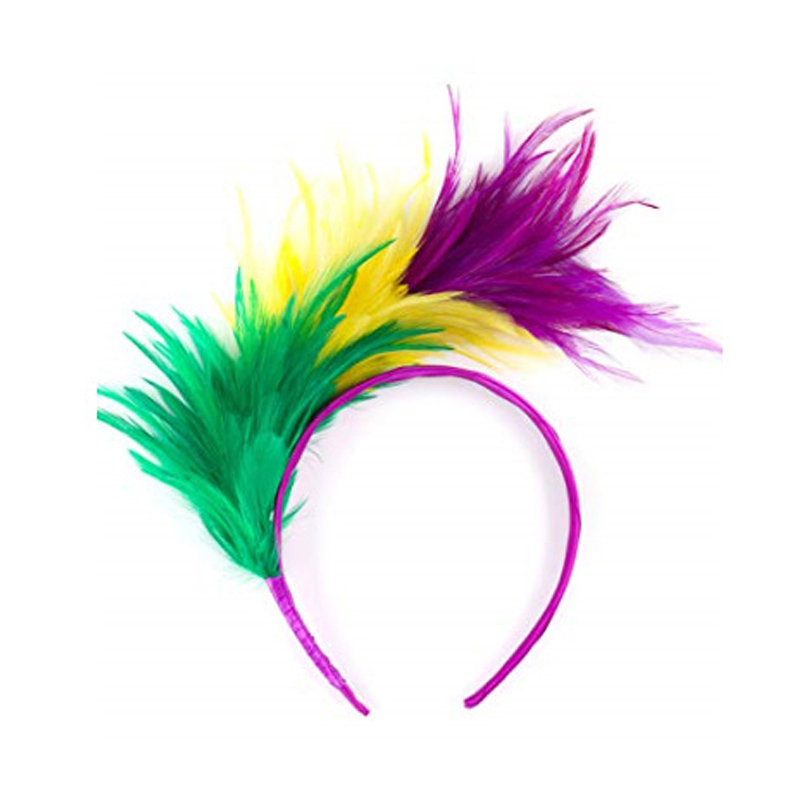 Diadema de plumas de arco iris carnaval