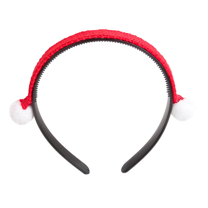 Diadema navideña con pompones de hilo rojo, tocado de mujer