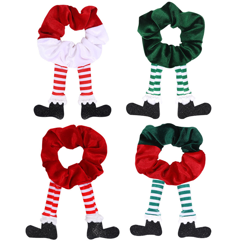 Navidad Santa Claus Elk Velvet Hair Scrunchie