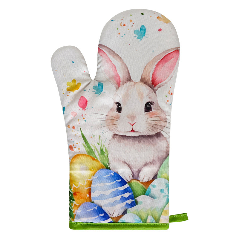 Lindos conejitos guantes de horno de flores rosas