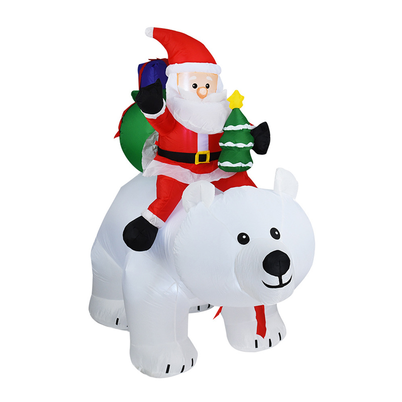 Lindo Santa Claus Riding Bear Decoración del patio de césped al aire libre