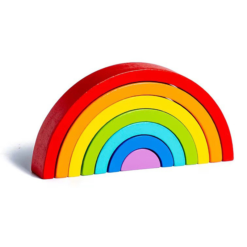 Juguete de apilador arcoiris de madera de bricolaje