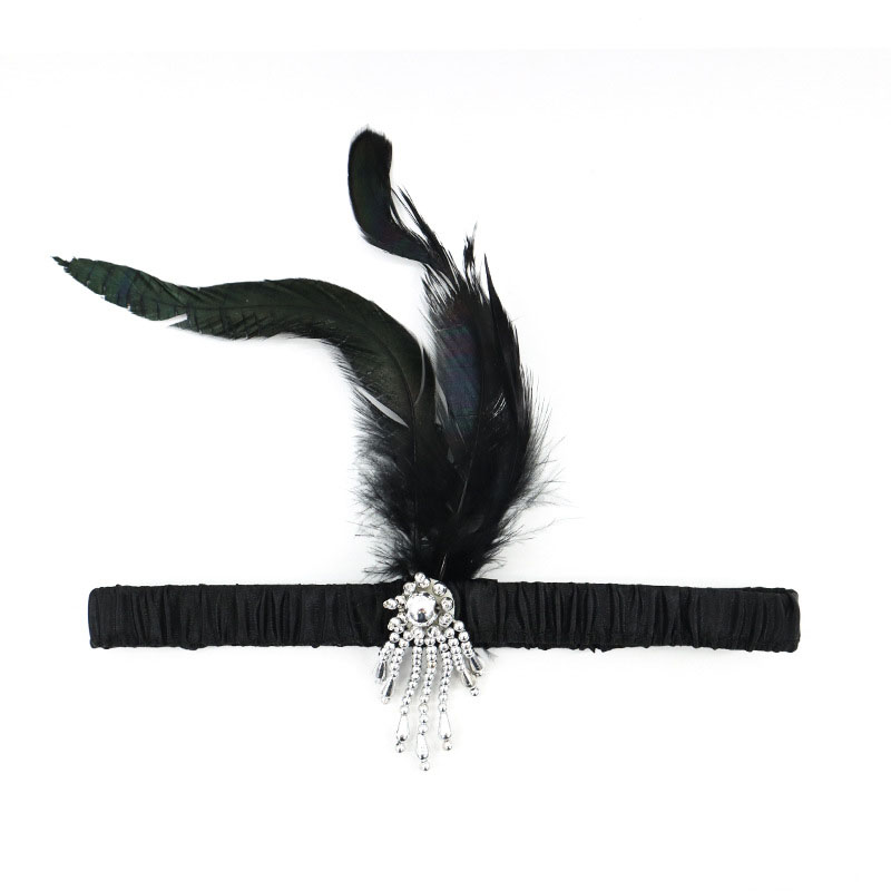 Diadema de plumas Tocado con cuentas