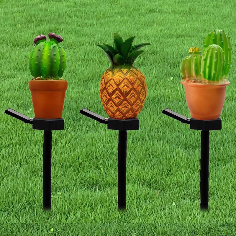 Luz de estaca de cactus de piña de fruta de jardín