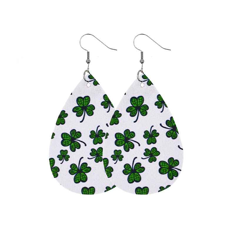 Pendientes de cuero de imitación verde