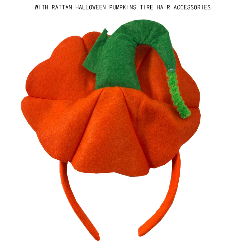 Aros para el cabello de calabaza de hoja verde Diadema de calabaza naranja