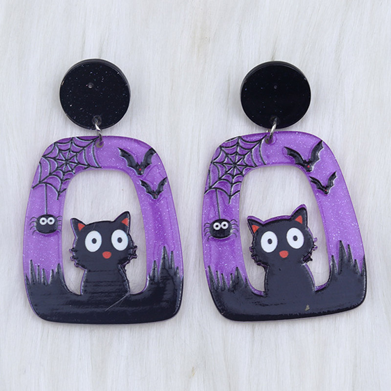 Pendientes de Halloween Punk Cat Ghost Pendientes de fiesta personalizados