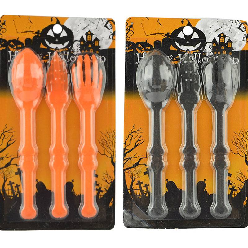 Vajilla de plástico con diseño de esqueleto para fiesta de Halloween, 17cm