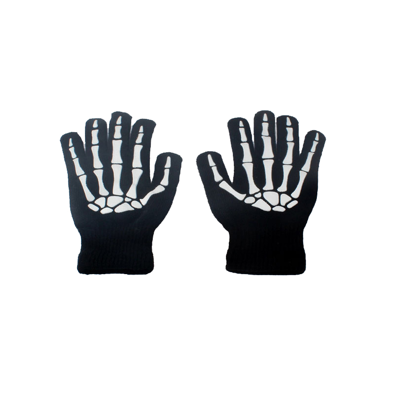 Impresión de esqueleto de Halloween Guantes luminosos