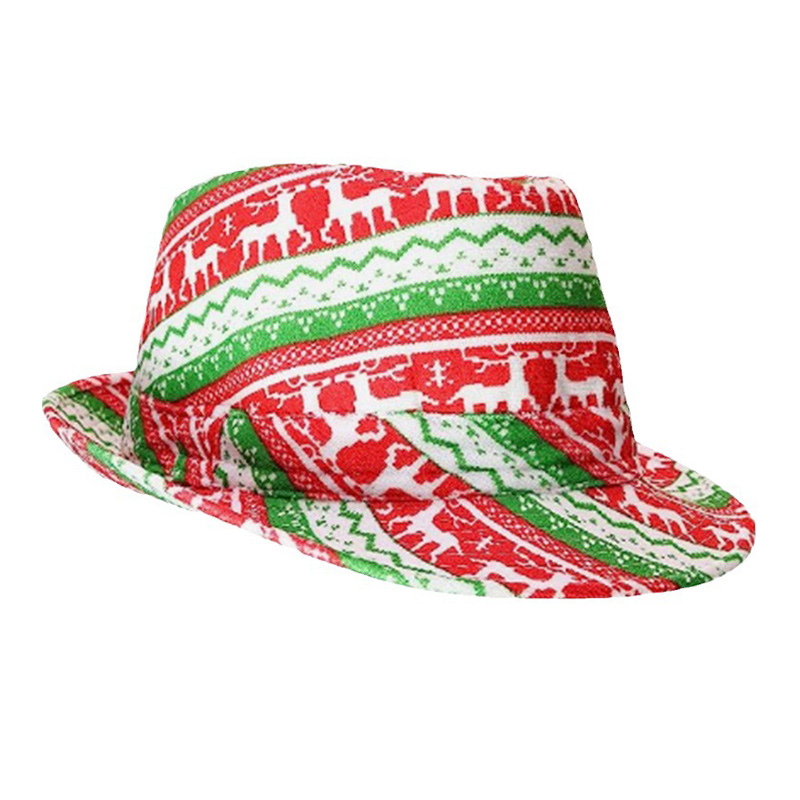 Sombrero navideño estilo panamá de fieltro Jazz Fedora para Navidad