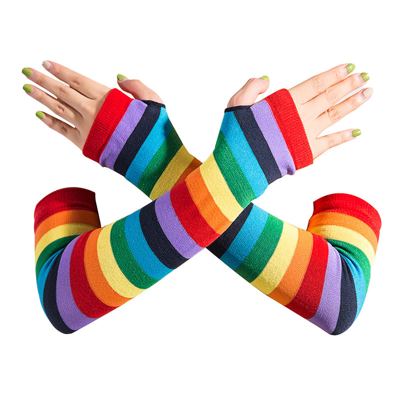Guantes sin dedo de fiesta a rayas largas