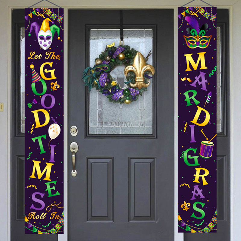 Decoración de letreros de porche de la puerta de la puerta de Mardi Gras