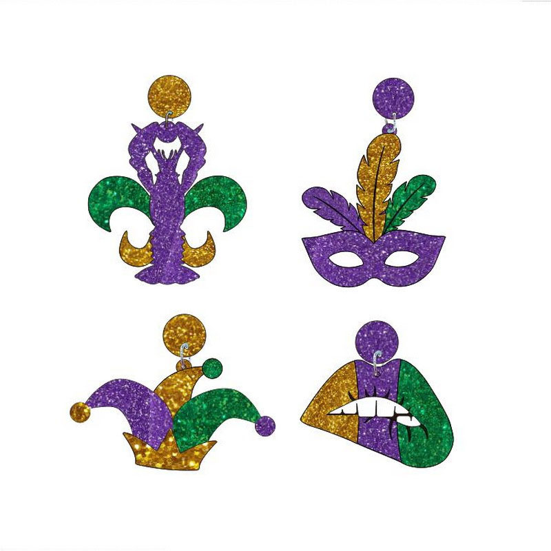 Pendientes de fiesta de Mardi Gras