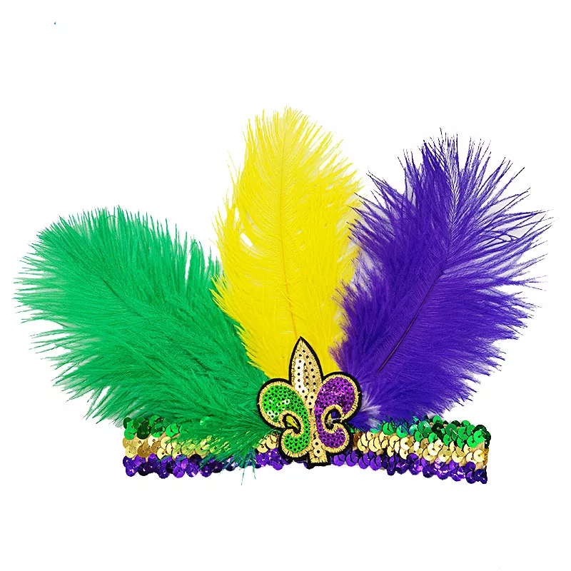 Diadema de plumas para mujer Mardi Gras