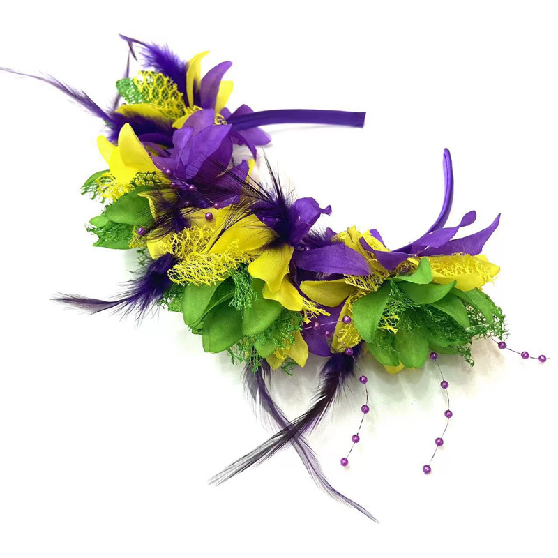 Diadema de flores de plumas de color pgg