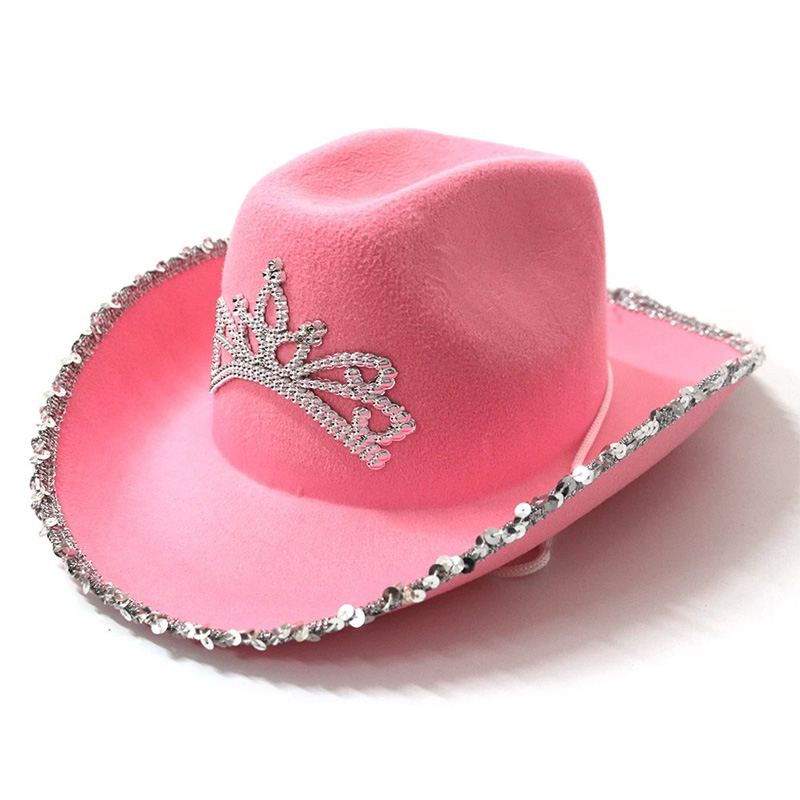 Sombreros de vaquero con protector solar de tela blanca y rosa