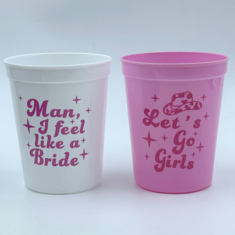 Vaso de plástico para despedida de soltera, diseño retro de los años 70