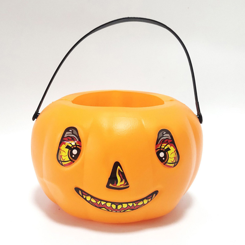 Cubo de caramelo de calabaza de plástico