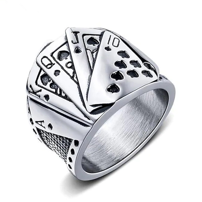 Anillo de acero de titanio para hombre Poker