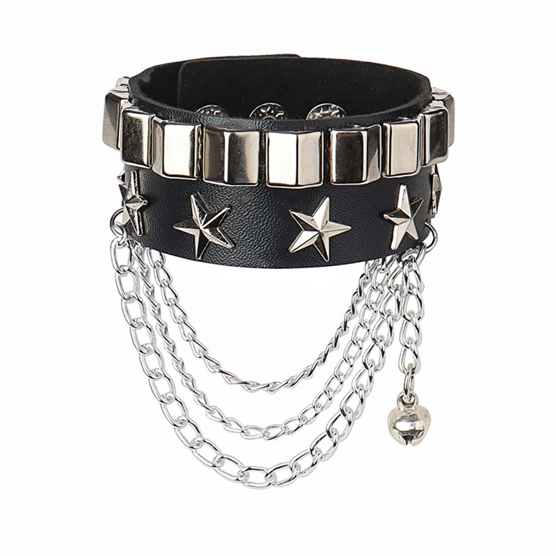 Pulsera de cuero de roca punk gótica