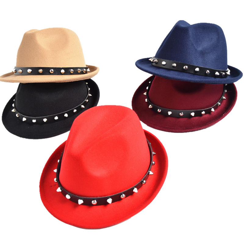 Sombrero de fieltro de lana Punk Western Otoño Invierno