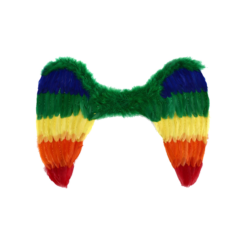 Disfraz de alas de ángel de plumas arcoiris