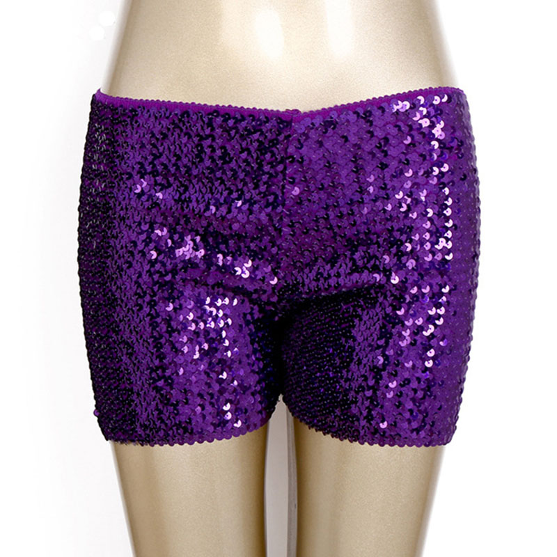 Shorts de baile de color liso con lentejuelas brillantes