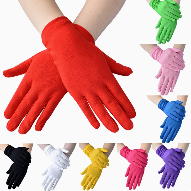 Guantes de etiqueta de vestidos de noche de satén corto