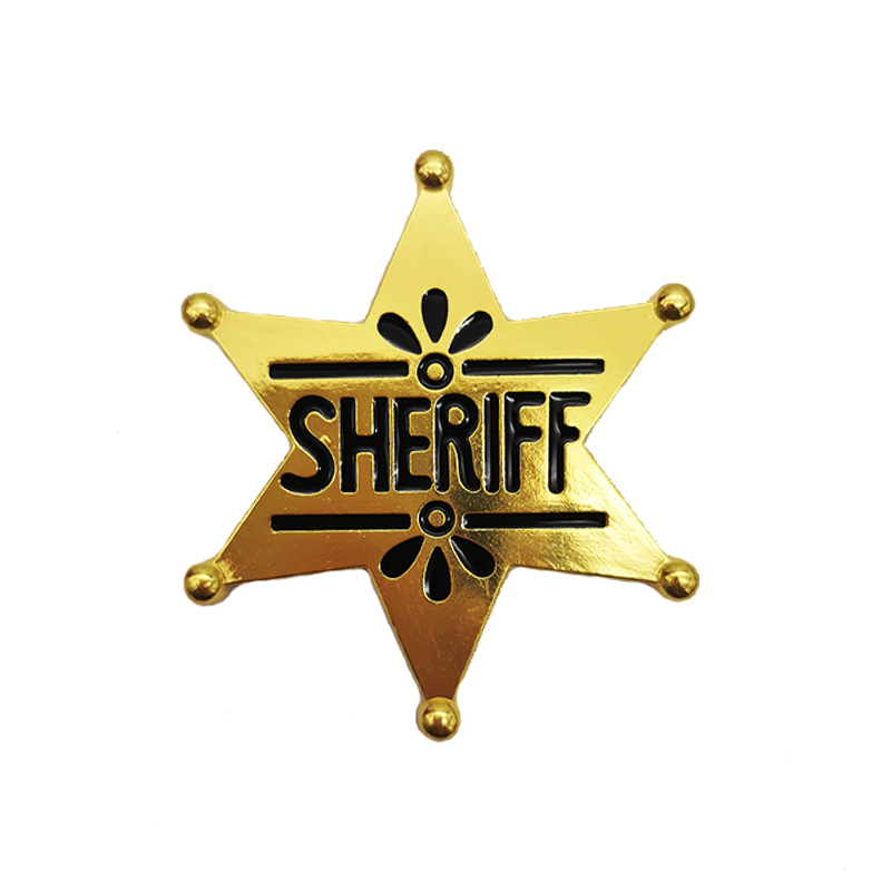 Broche de insignia del sheriff de policias estrella de seis puntas