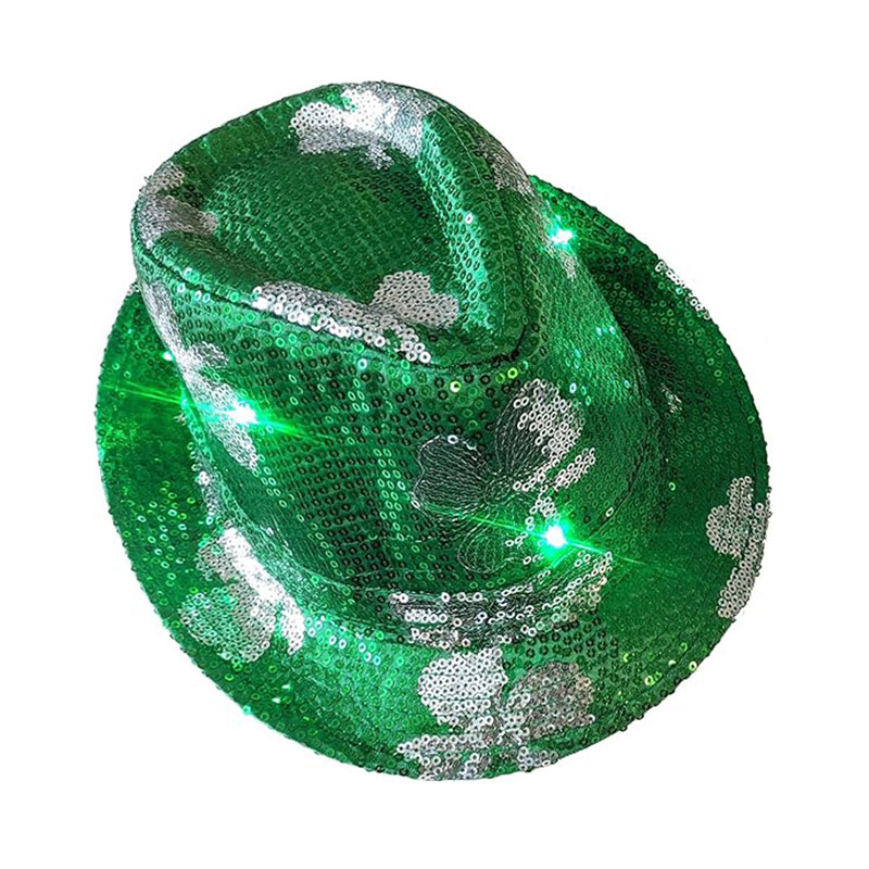 Sombreros Fedora del Día de San Patricio con sombreros de vaquero con lentejuelas