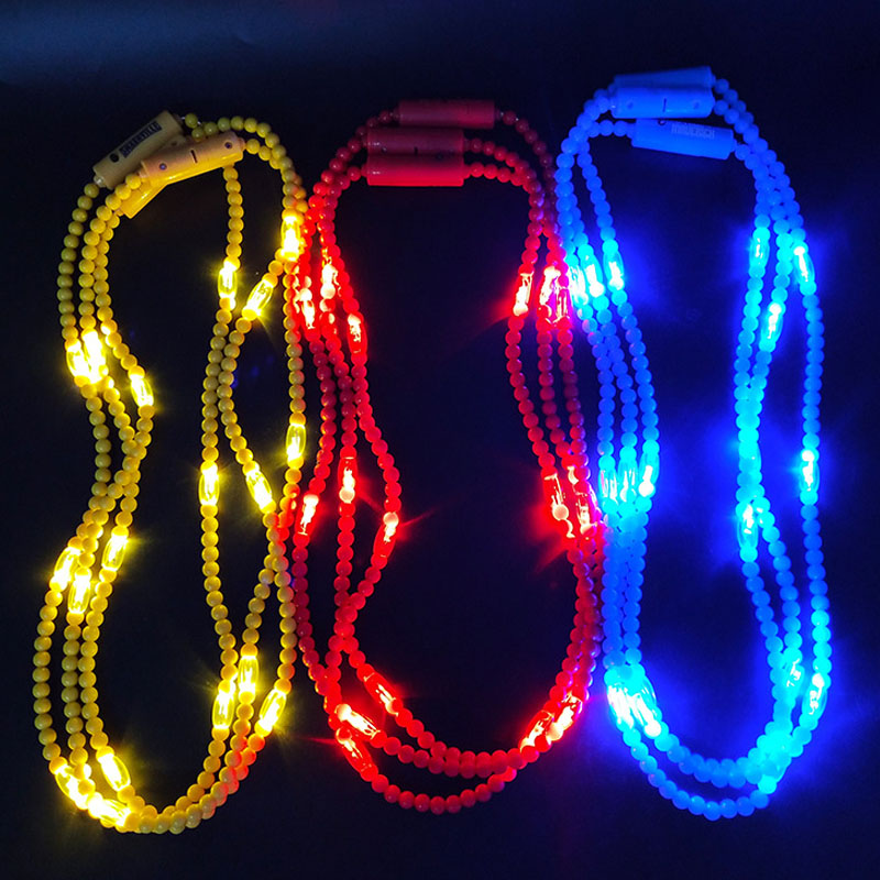 Collar con flash LED de carnaval, cadena de cuentas de colores