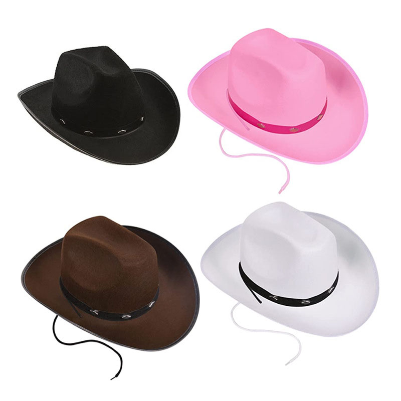 Sombreros de vaquero con cinta de seda rosa, sombreros de vaquera para fiesta