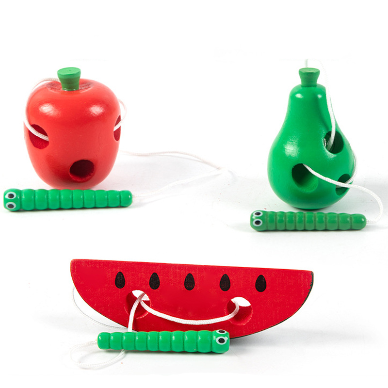 Insectos de juguete de roscado de madera come juguete para laberinto de queso frutal
